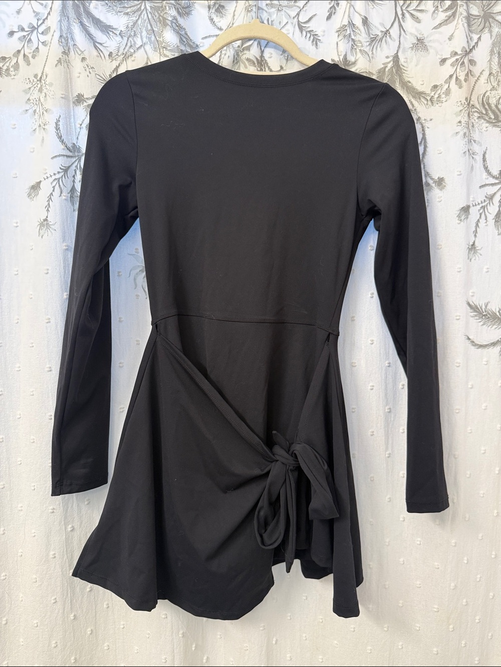 Black Long-Sleeve Wrap Tie Dress - Women